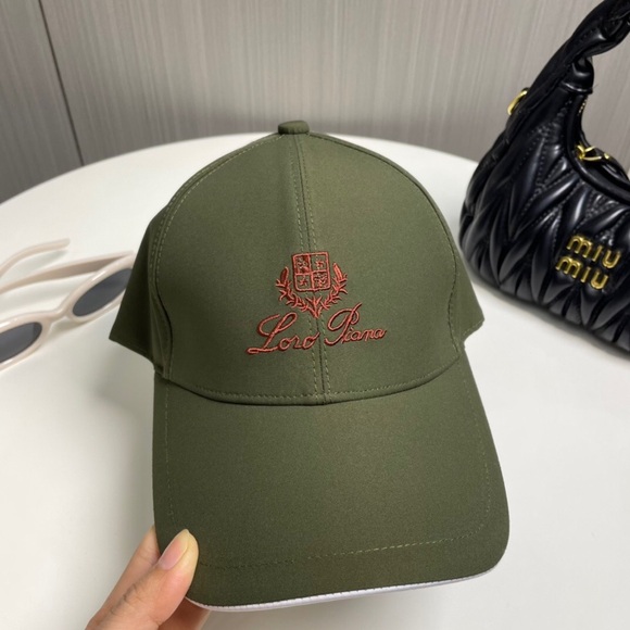 👒🎩Loro Piana Green With Brown Logo Embroidered Baseball Cap - Picture 9 of 9